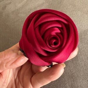 Deep Red Satin Rose Hair Claw